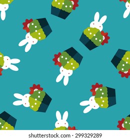 easter bunny flat icon,eps10 seamless pattern background