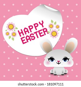 Easter bunny with floral frame for text