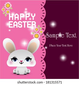 Easter bunny with floral frame for text