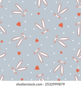 Cartoon Osterhase und Polka Punkt nahtlose Muster. Vektorgrafik
