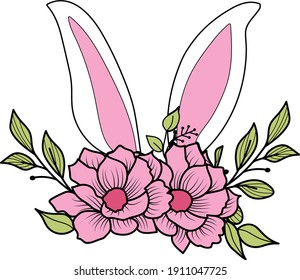 Easter Bunny Floral Wreath and Beautiful Ears
