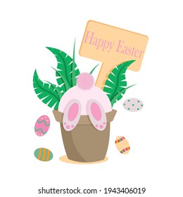 Easter bunny in the flowerpot