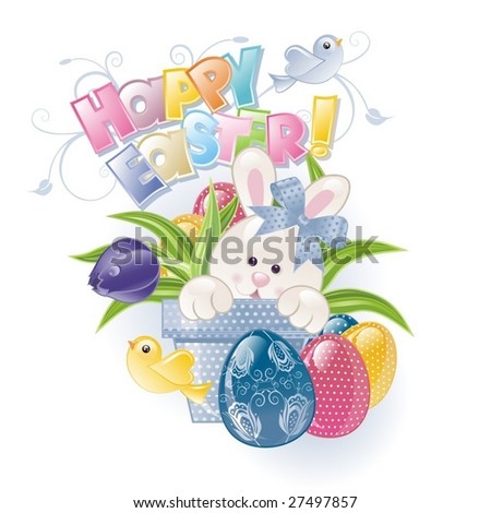 easter bunny in flowerpot
