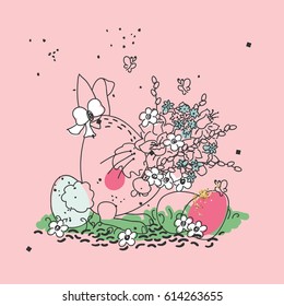 easter bunny with flowers