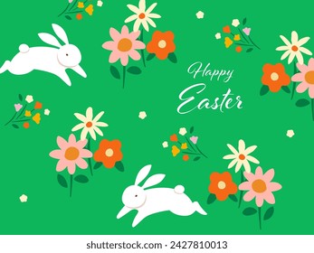 Conejito de Pascua y fondo de flores