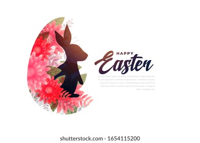 easter bunny in flowers festival background design