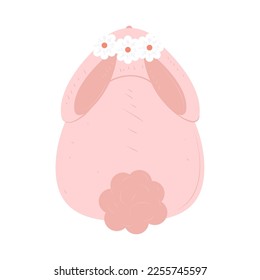 easter bunny with flowers on head icon white background