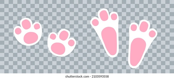 Easter bunny footprint in white color.  Vector rabbit step