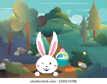 Easter bunny in the forest