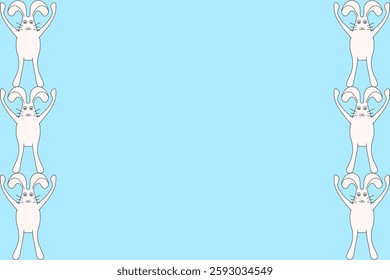 Easter Bunny Frame template design. Simple doodle Easter Bunny Frame with empty space for text. Vector illustration for greeting banner background poster cover. EPS 10
