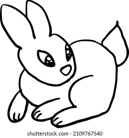 Easter bunny. Funny little rabbit happy for Easter. Fluffy lovely and cute with big eyes. Best friend for baby, kid, children, girl or boy, girlfriend. For party poster, celebration.
