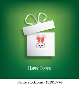 Easter bunny in a gift box concept for promoting easter sales. Eps10 vector illustration.