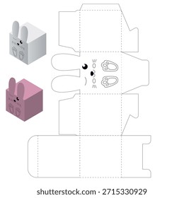 Osterhase Geschenkbox Die Cut Schablone, süße Kaninchen Papier Verpackung Vektor