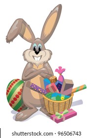 Easter bunny with gifts (isolated) Elements removable