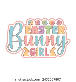 Easter Bunny Girl Typography T Shirt Design