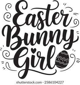 easter bunny girl typography t-shirt design