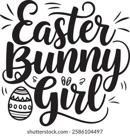 easter bunny girl typography t-shirt design