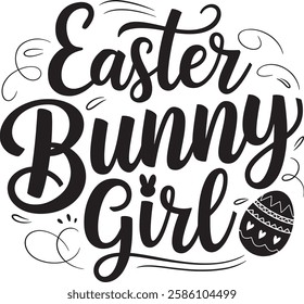 easter bunny girl typography t-shirt design