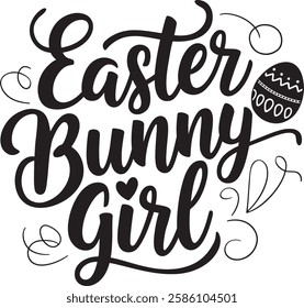 easter bunny girl typography t-shirt design