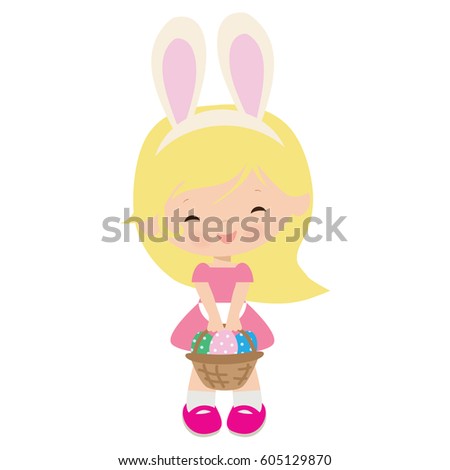Easter bunny girl vector cartoon illustration