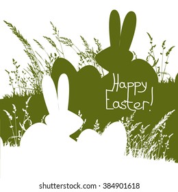 Easter Bunny in the grass. Vector
