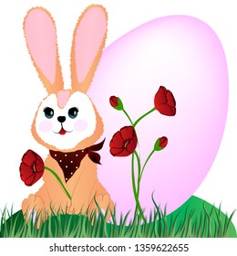 Easter bunny in the grass vector art