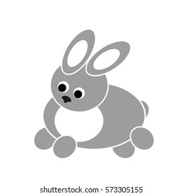 Easter Bunny, gray Rabbit isolated on white background
