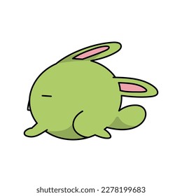 ilustración del vector de visión lateral y verde del conejito de pascua