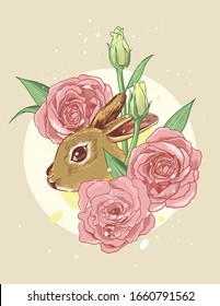 Easter bunny greeting card illustration