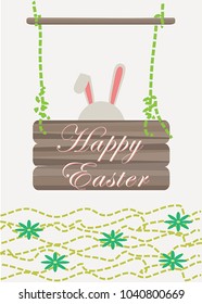 easter bunny greeting card vector illustration