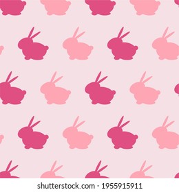  Easter Bunny. Happy easter day. Rabbit seamless pattern. Cute cartoon pink rabbit. Kids texture for fabric, wrapping, textile, wallpaper. Children's background. Simple vector illustration. 