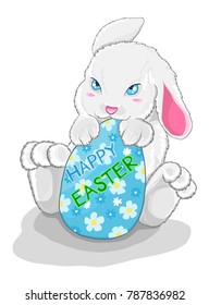 Easter Bunny with Happy Easter Egg