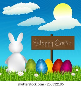Easter bunny. Happy Easter. Easter eggs.