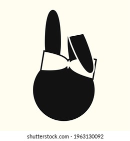 Easter Bunny. Happy new year 2023 greeting.  Abstract black silhouettes  rabbit. Isolated vector drawing on a light  background. Good for greeting card and t-shirt print, flyer, poster design