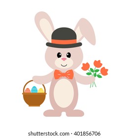 easter bunny with hat and flower
