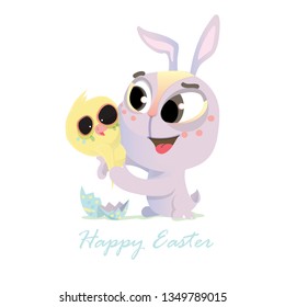 Easter Bunny and Hatched Chicken from egg