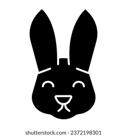 Easter bunny head solid icon. Holiday decoration rabbit face silhouette glyph style pictogram on white background. Happy spring holiday signs for mobile concept and web design. Vector graphics
