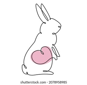 Conejo de Pascua con dibujo de una línea continua. Imagen simple de conejo. Ilustración vectorial minimalista.