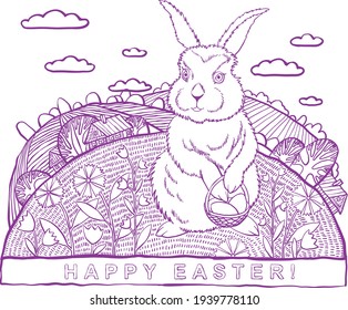 Easter bunny holding a backet of eggs