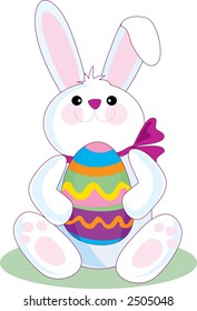 The Easter Bunny holding a big Easter Egg