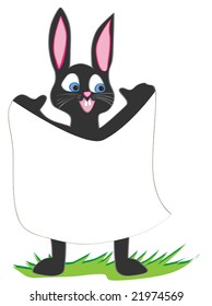 Easter Bunny Holding Blank Bulletin Board