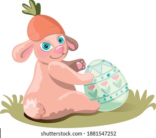 Easter Bunny holding an Easter egg