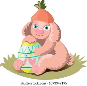 Easter Bunny holding an Easter egg