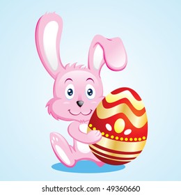Easter bunny holding an easter egg