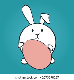 Conejo de Pascua con huevo de Pascua sobre fondo de crudo. Ilustración del vector