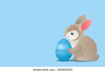 easter bunny holding a festive egg. vector illustration