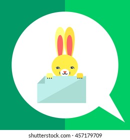Easter bunny holding paper flat icon