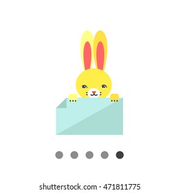 Easter bunny holding paper flat icon