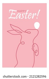 Conejo de Pascua sosteniendo un huevo blanco en su nariz, tarjeta de Pascua