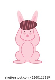 easter bunny holds egg icon isolated